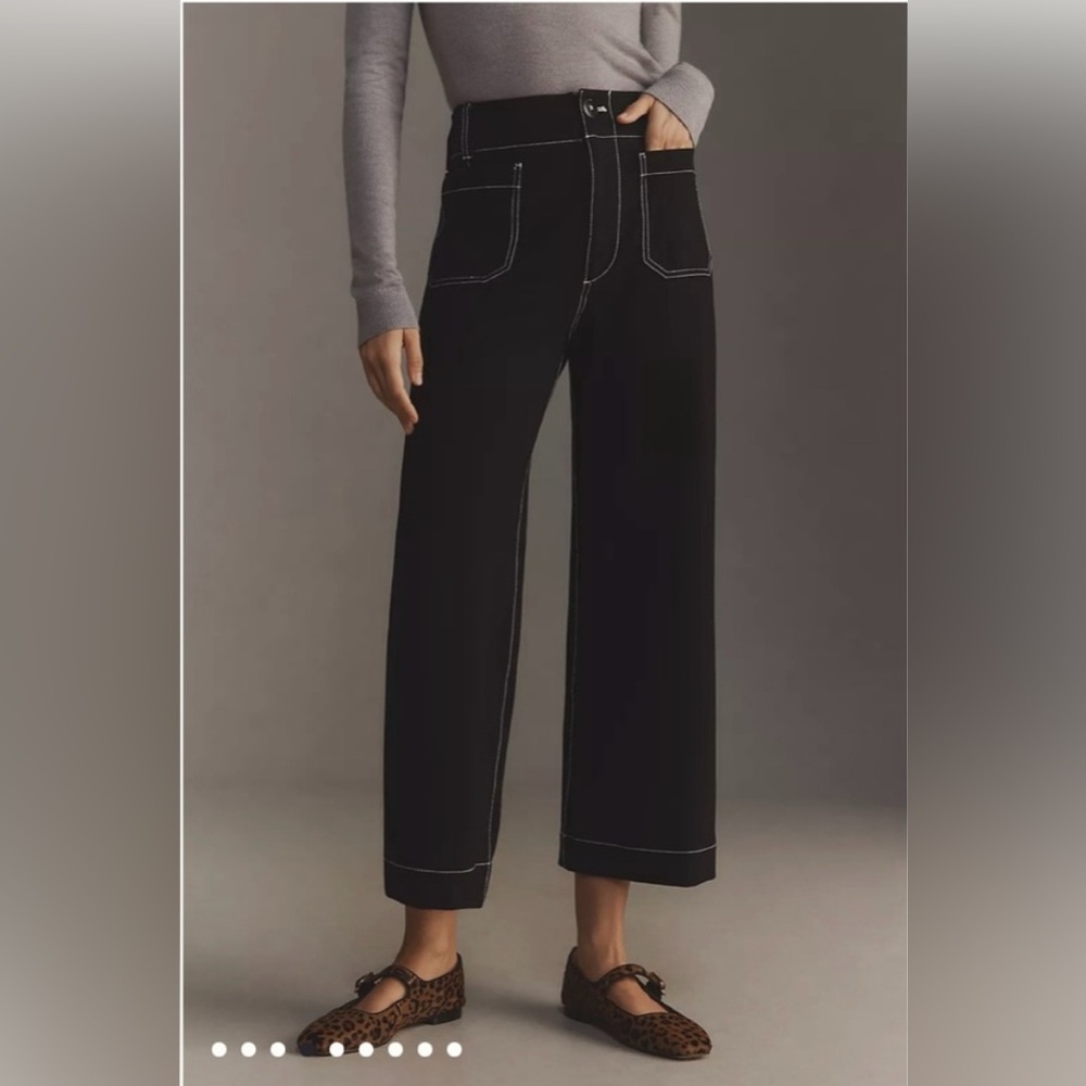 Maeve/Anthropologie The Colette Black and White Cropped Wide Leg
Pants 28. NWT